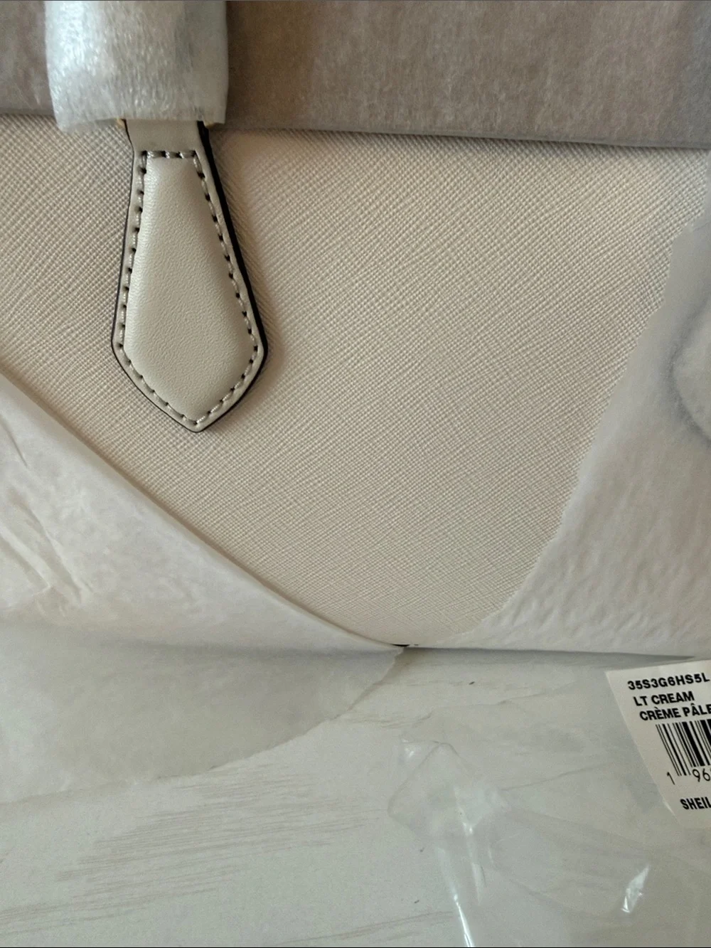 Michael Kors Pale Cream Saffiano Satchel with Gold Hardware
